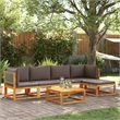 vidaXL 6 Piece Solid Acacia Wood Sofa Set in Gray