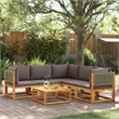 vidaXL 6 Piece Solid Acacia Wood Sofa Set in Gray