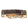 vidaXL 6 Piece Solid Acacia Wood Sofa Set in Gray