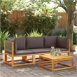 vidaXL Solid Acacia Wood Small Sofa Set in Gray