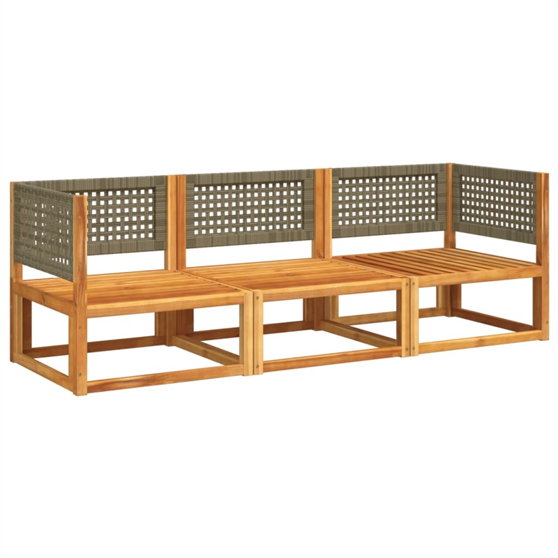 vidaXL Solid Acacia Wood Small Sofa Set in Gray