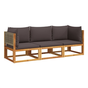 vidaXL Solid Acacia Wood Small Sofa Set in Gray
