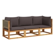 vidaXL Solid Acacia Wood Small Sofa Set in Gray