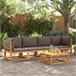 vidaXL Solid Acacia Wood Small Sofa Set in Gray