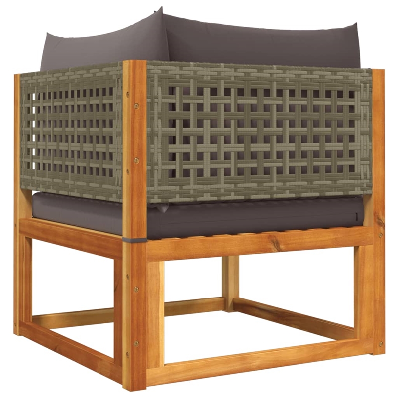 vidaXL Solid Acacia Wood Small Sofa Set in Gray