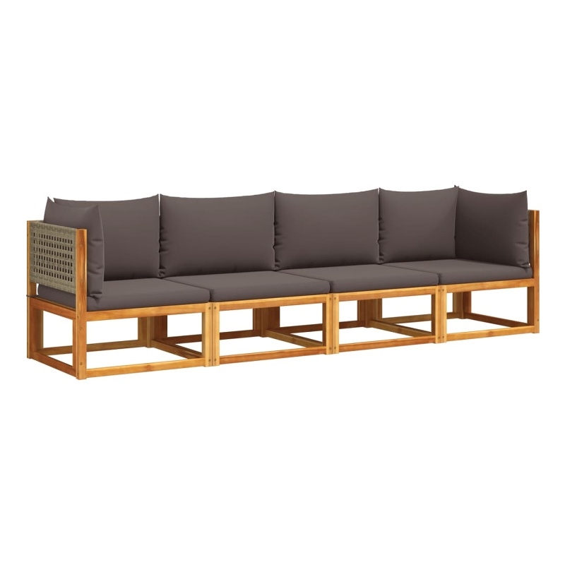 vidaXL Solid Acacia Wood Small Sofa Set in Gray