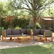 vidaXL 6 Piece Solid Acacia Wood Sofa Set in Gray
