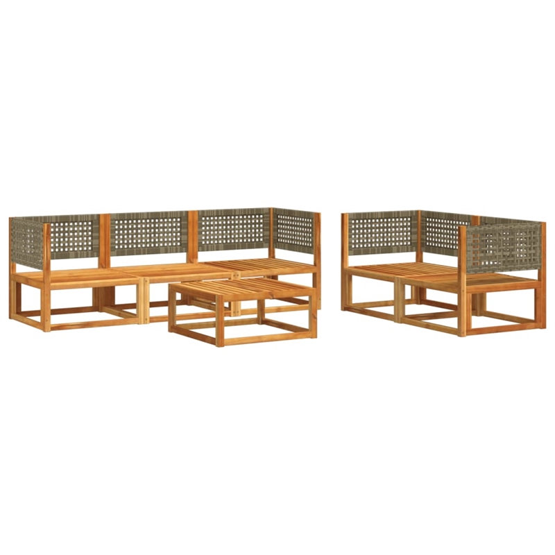 vidaXL 6 Piece Solid Acacia Wood Sofa Set in Gray