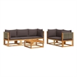 vidaXL 6 Piece Solid Acacia Wood Sofa Set in Gray