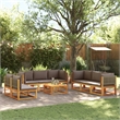 vidaXL 9 Piece Solid Acacia Wood Large Sofa Set in Gray