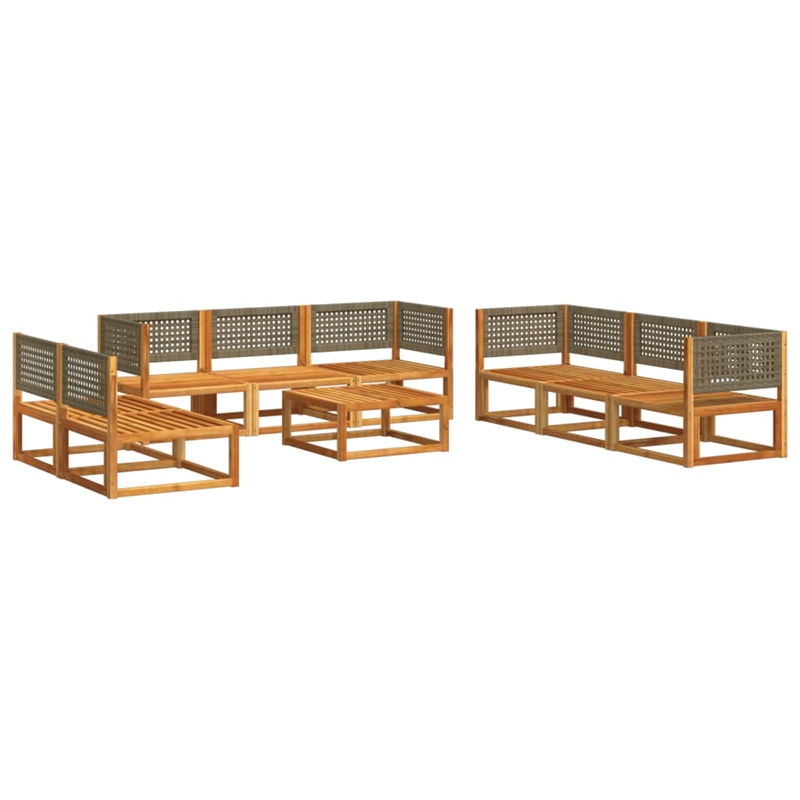 vidaXL 9 Piece Solid Acacia Wood Large Sofa Set in Gray