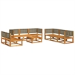 vidaXL 9 Piece Solid Acacia Wood Large Sofa Set in Gray