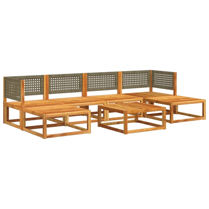 vidaXL 7 Piece Solid Acacia Wood Sofa Set in Gray