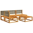 vidaXL 5 Piece Solid Acacia Wood Sofa Set in Gray