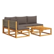 vidaXL 5 Piece Solid Acacia Wood Sofa Set in Gray