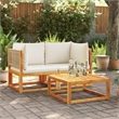 vidaXL Solid Acacia Wood Sofa White/Cream/Beige
