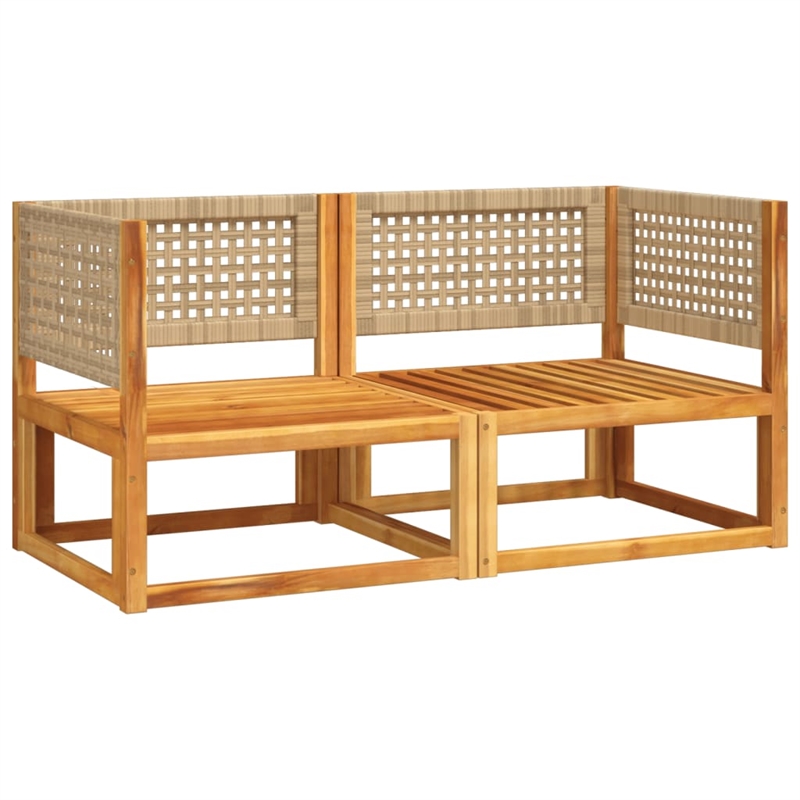 vidaXL Solid Acacia Wood Sofa White/Cream/Beige