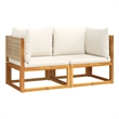 vidaXL Solid Acacia Wood Sofa White/Cream/Beige
