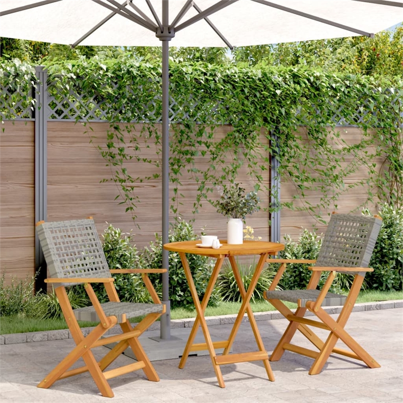 vidaXL Solid Acacia Wood Bistro Set in Gray