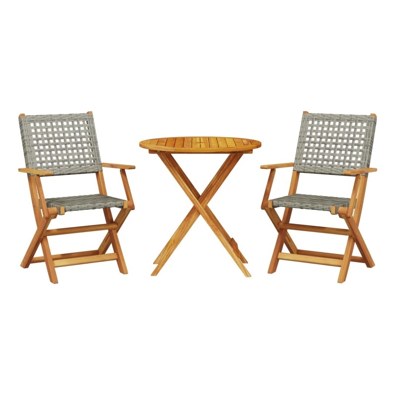 vidaXL Solid Acacia Wood Bistro Set in Gray