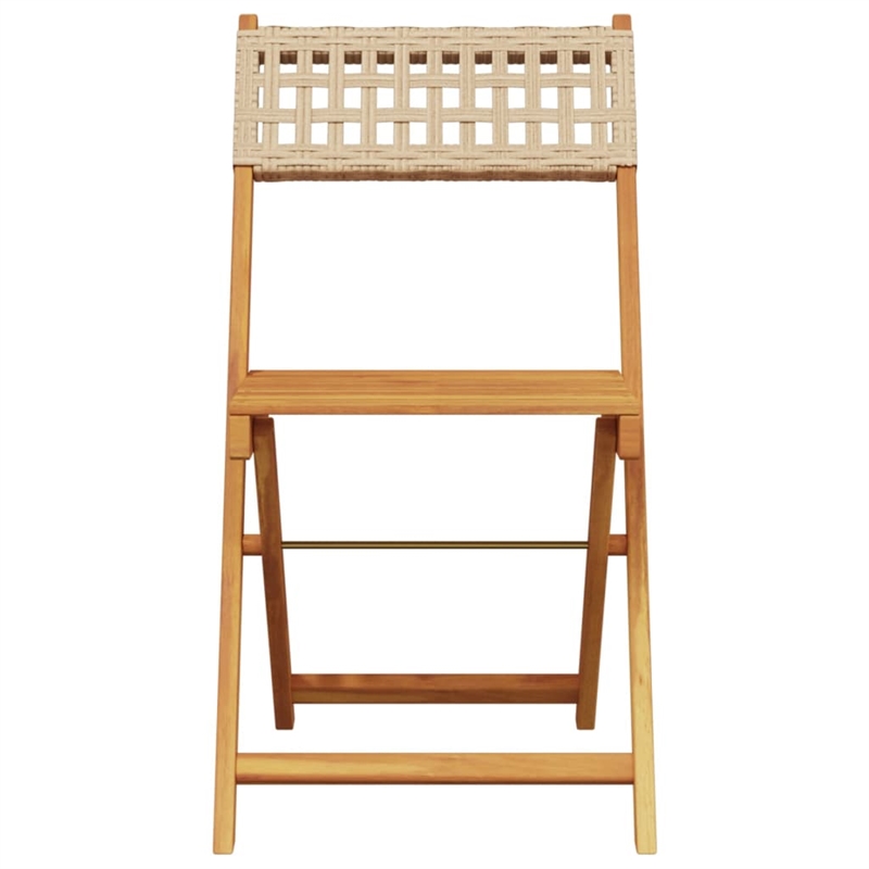 vidaXL Solid Acacia Wood Small Bistro Set in Beige