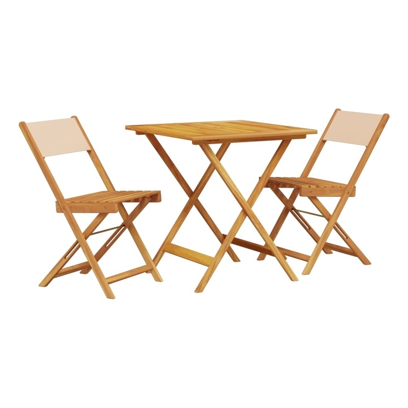 vidaXL Solid Acacia Wood Small Bistro Set in Beige