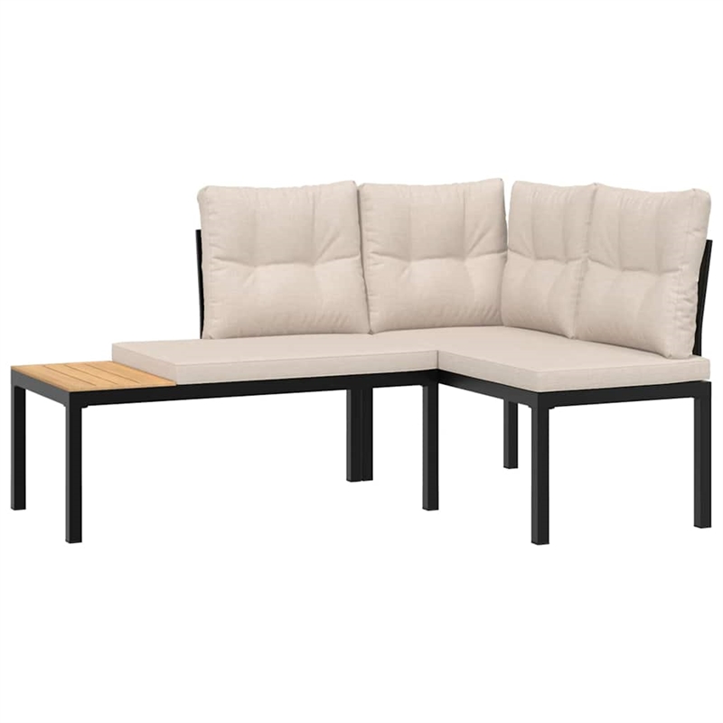 vidaXL Steel Bench in Black/Brown