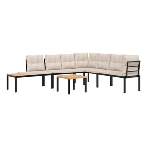 vidaXL Steel Bench in Black/Brown