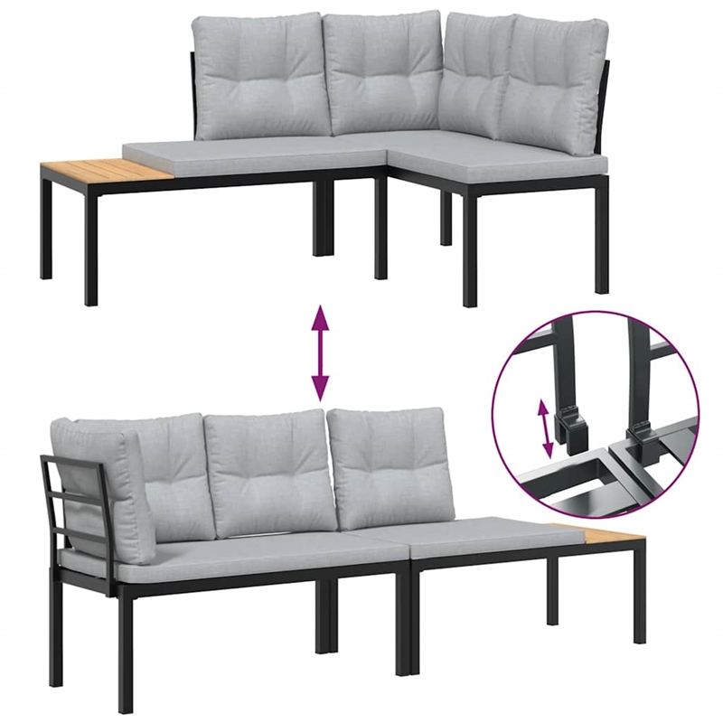 vidaXL Steel Garden Bench in Black