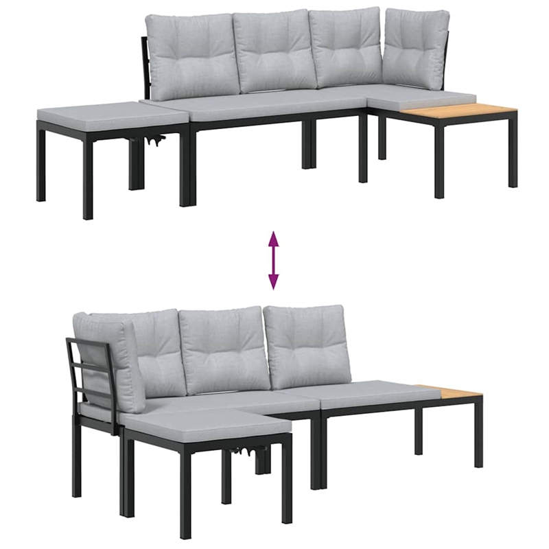 vidaXL Steel Bench in Black/Gray