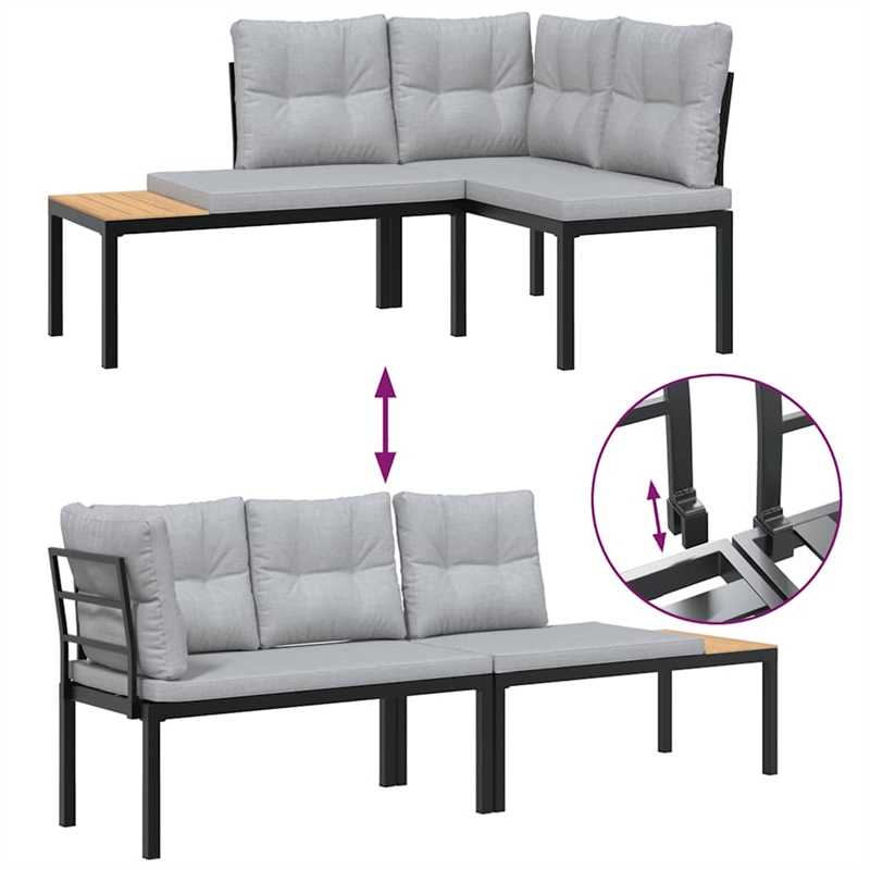 vidaXL Steel Bench in Black/Gray