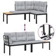 vidaXL Steel Bench in Black/Gray