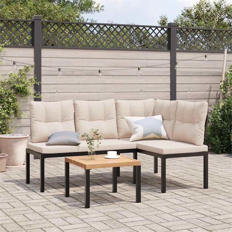vidaXL Steel Bench in Black/Brown