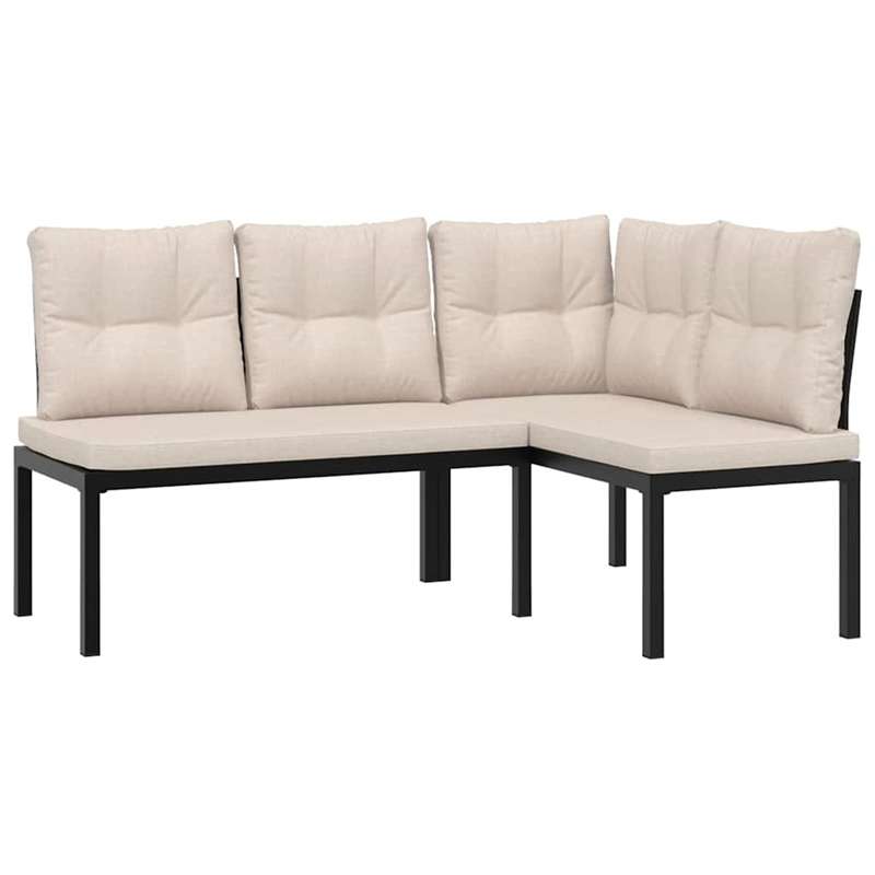 vidaXL Steel Bench in Black/Brown