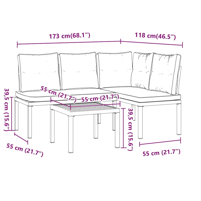 vidaXL Steel Bench in Black/Brown