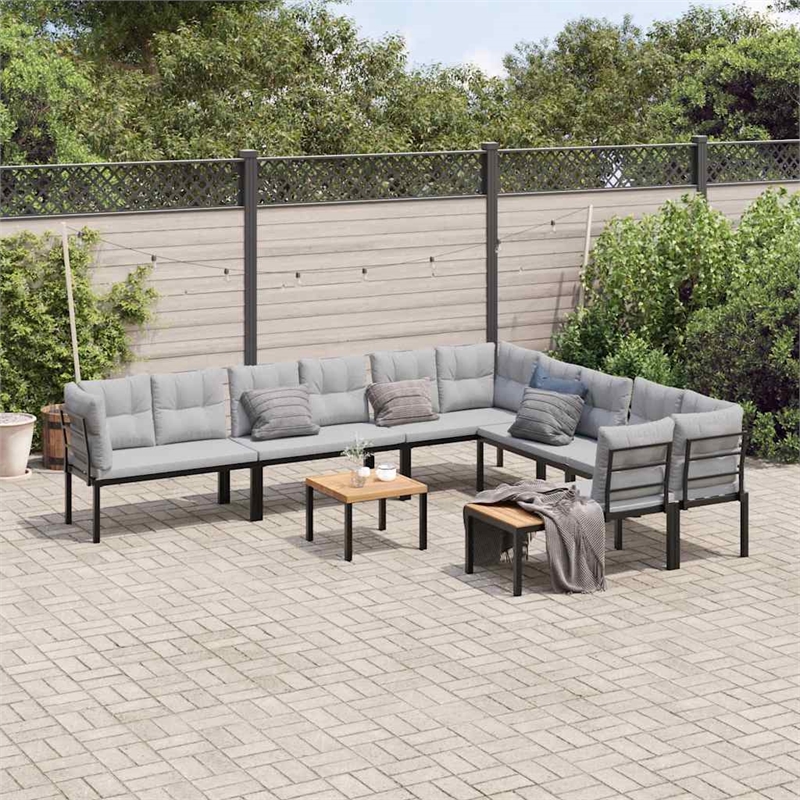 vidaXL 7 Piece Steel Sofa Set in Black