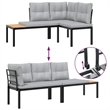vidaXL 7 Piece Steel Sofa Set in Black