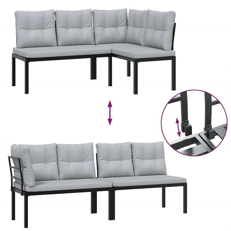 vidaXL 7 Piece Steel Sofa Set in Black