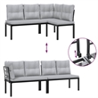 vidaXL 7 Piece Steel Sofa Set in Black
