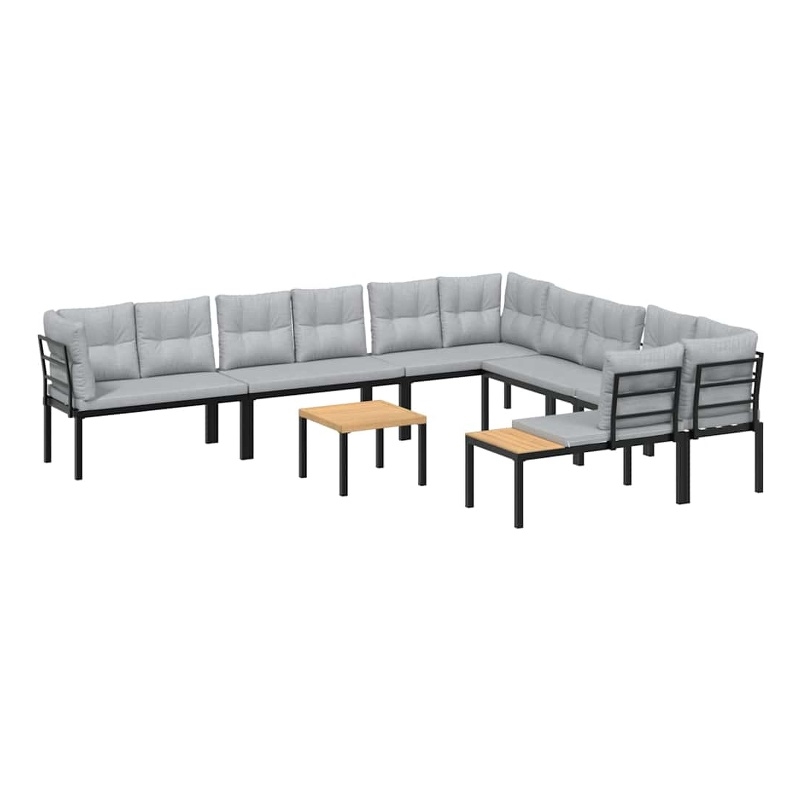 vidaXL 7 Piece Steel Sofa Set in Black