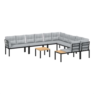 vidaXL 7 Piece Steel Sofa Set in Black