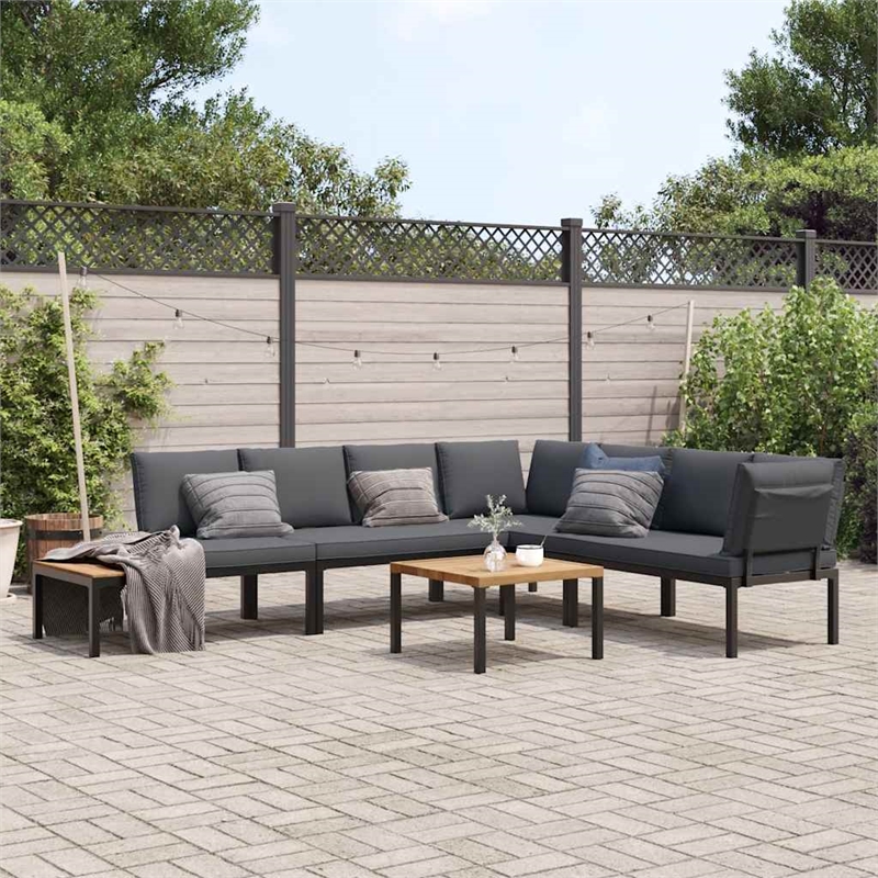 vidaXL 5 Piece Aluminum Standard Sofa Set in Black