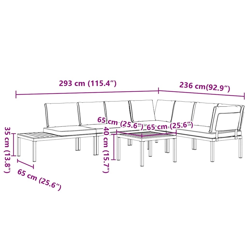 vidaXL 5 Piece Aluminum Standard Sofa Set in Black
