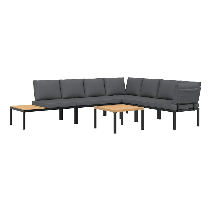 vidaXL 5 Piece Aluminum Standard Sofa Set in Black