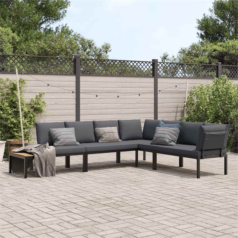 vidaXL Aluminum Sofa Set in Black/Anthracite