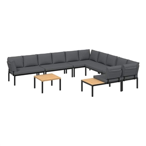 vidaXL 7 Piece Aluminum Patio Sofa Set in Black/Brown/Anthracite