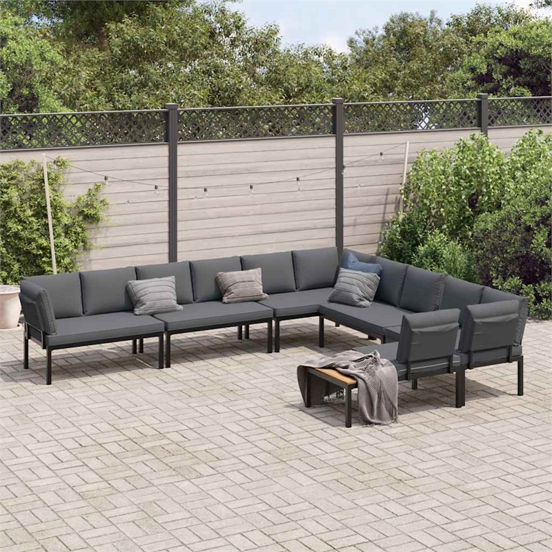 vidaXL 6 Piece Aluminum Large Sofa Set in Black