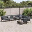 vidaXL 6 Piece Aluminum Large Sofa Set in Black