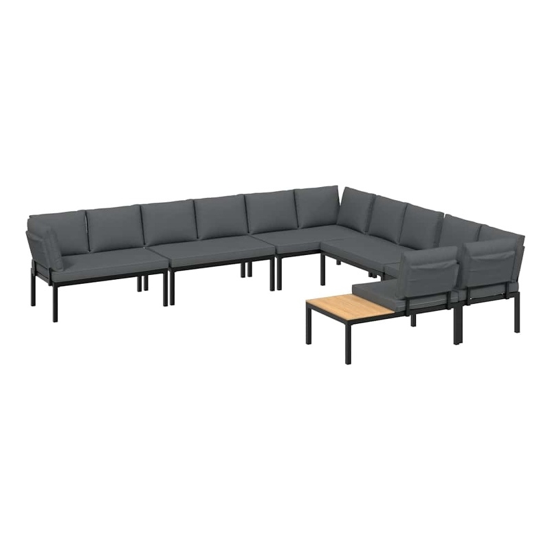 vidaXL 6 Piece Aluminum Large Sofa Set in Black