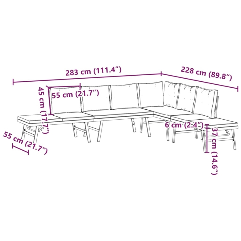vidaXL 4 Piece Steel Bench in Black